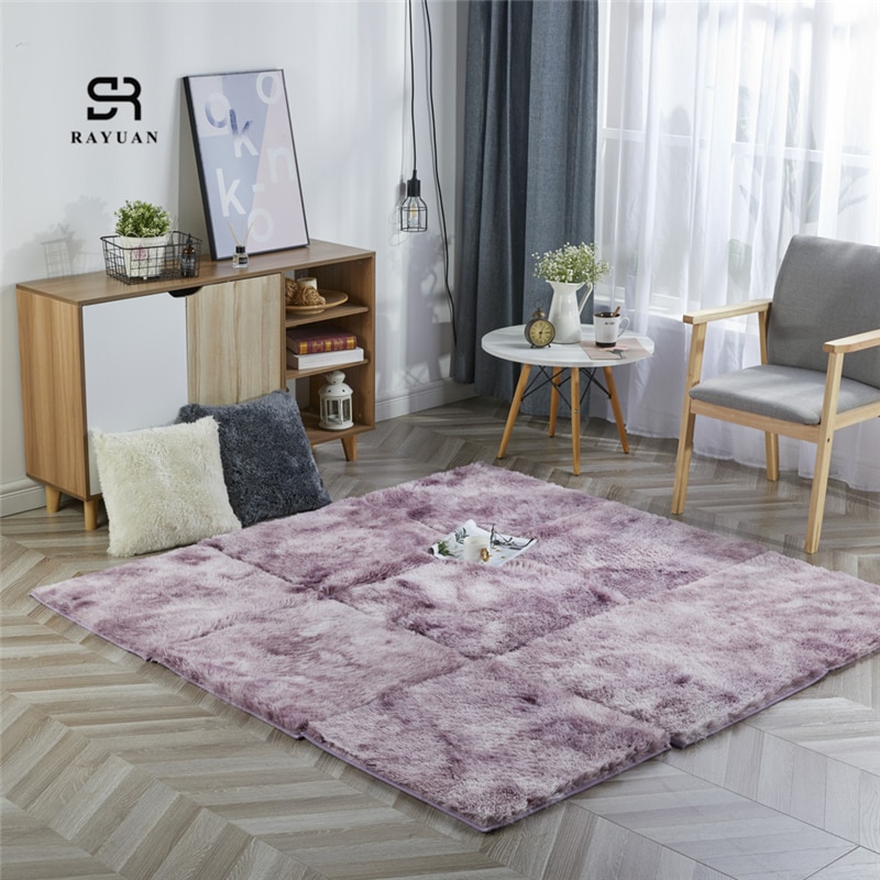 RAYUAN Abstufung Polyester Wildleder Plüsch zottelig Teppich DIY Puzzle matt Warme Weiche Bereich Teppich Anti Unterhose freundlicher Baby Spielen Matten playmat