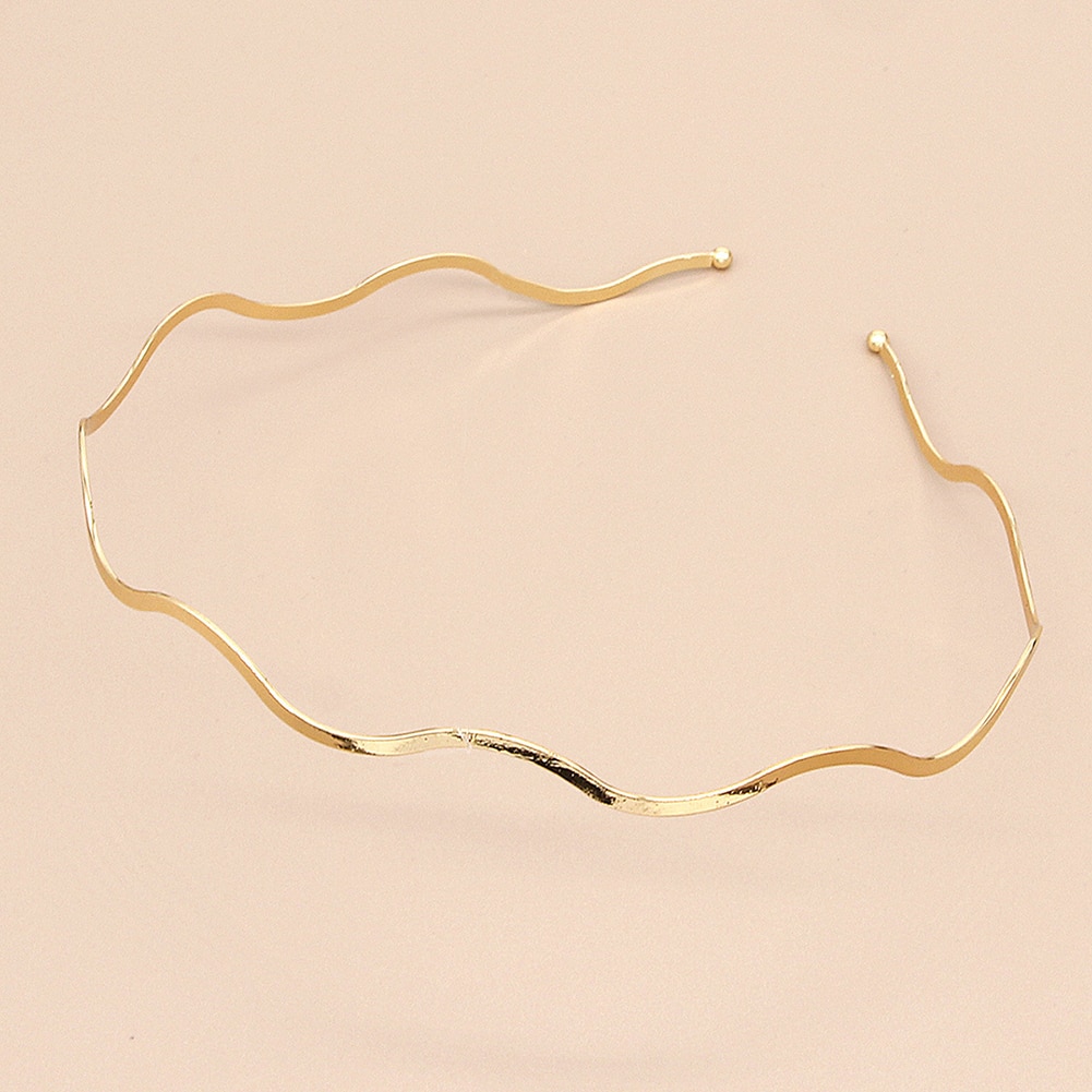 1 stk kvinder guld metalbølge bøjning hårbånd geometriske tynde hovedbånd hovedbeklædning til daglig fest