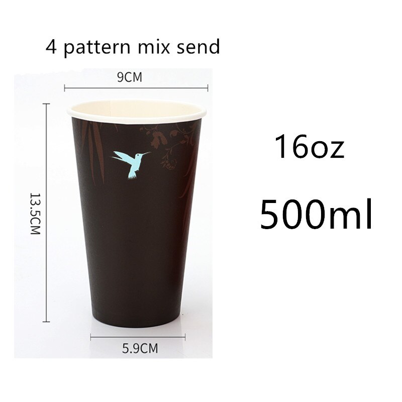 50 st engångs kaffekopp 8oz/12oz/16oz dricka juice mjölk te takeaway förpackningar muggar med lock fest bröllop favorit pappersmugg: Endast kopp 1