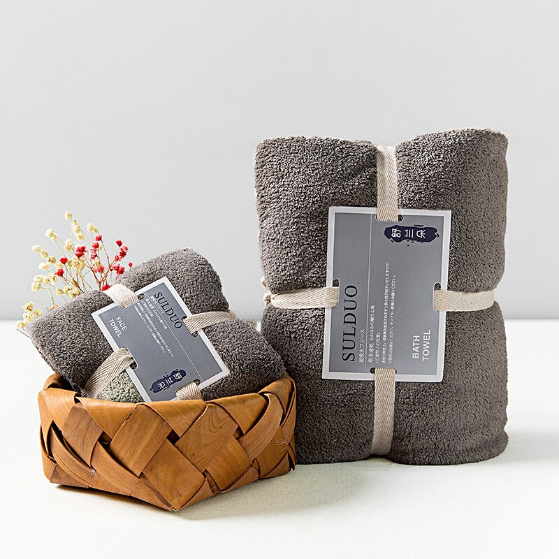 Adulte absorbant ensemble de serviettes de bain chaîne tricoté polyester brocart corail polaire serviette de bain hôtel serviette serviette de bain: Dark gray