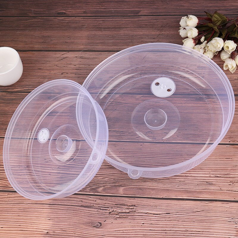 2 Sizes Plastic Microwave Food Cover Clear Lid Safe Vent Kitchen Tools Home Accessories