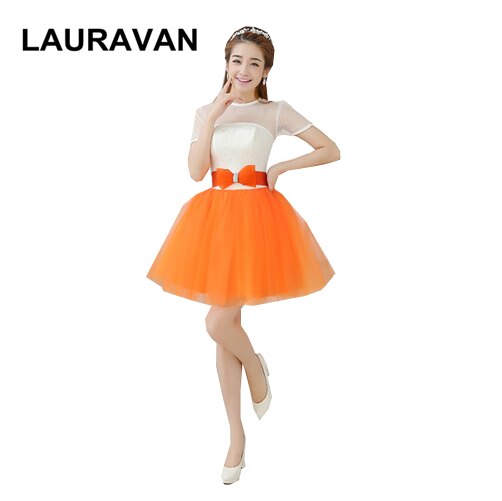 Vestidos de dama de honor de manga corta, vestidos de para chicas adolescentes, 8 vestidos de baile, color Naranja marfil