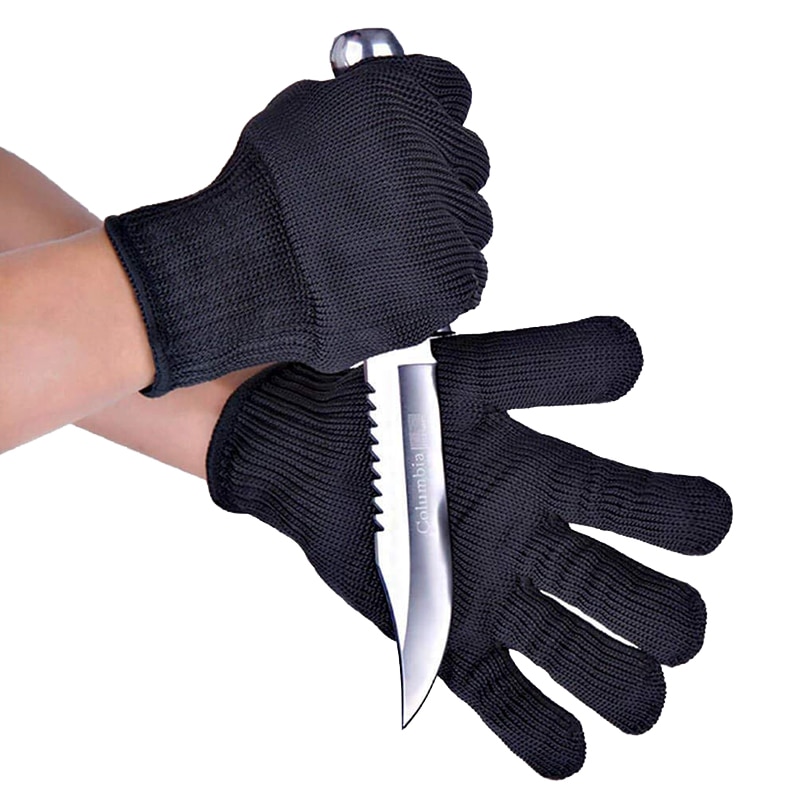 2 pairs hand beschermen niveau 5 chef butcher industriële fabriek gebruik zwart polyester staaldraad anti snijbestendige werkhandschoenen