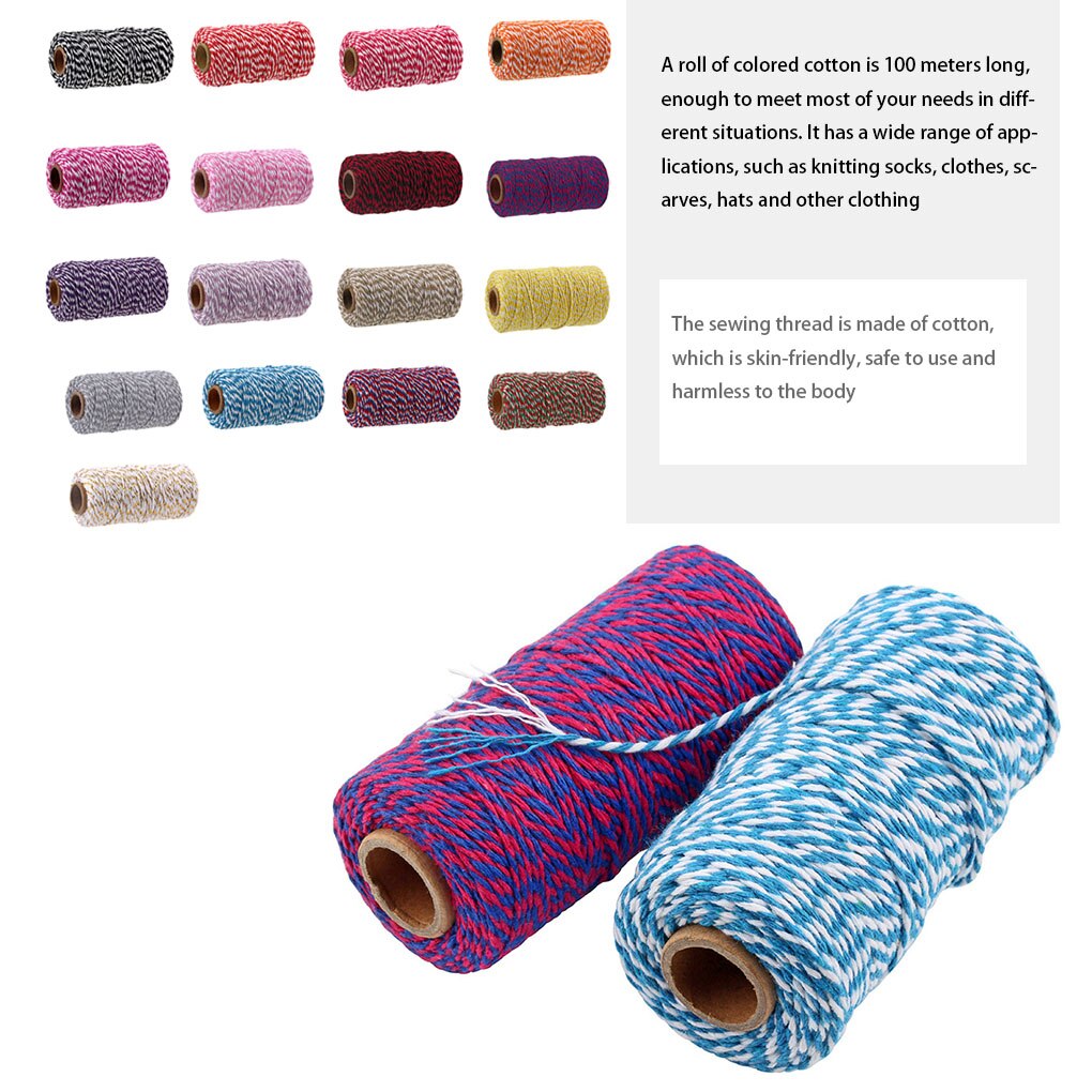 2mm Sewing Thread Sock Clothes Scarf Knitting Weaving Cotton Line Spool 100 Meter Sewing Accessory