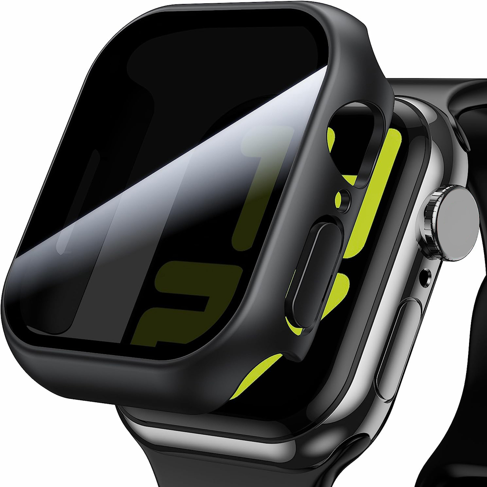 Watch Case For Apple Watch Series 9/8/7/6/5/4/SE Privacy Screen Protector 45mm 41mm 44mm 40mm 49mm Tempered Film iWatch Cover: WHITE / 2 - 3.9 Inches