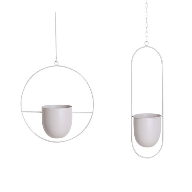 Hanging Flower Pot Chain Set - 2 Pcs Metal Iron Basket Hanger - Wall Mount Balcony Decor: Grey 2Pcs