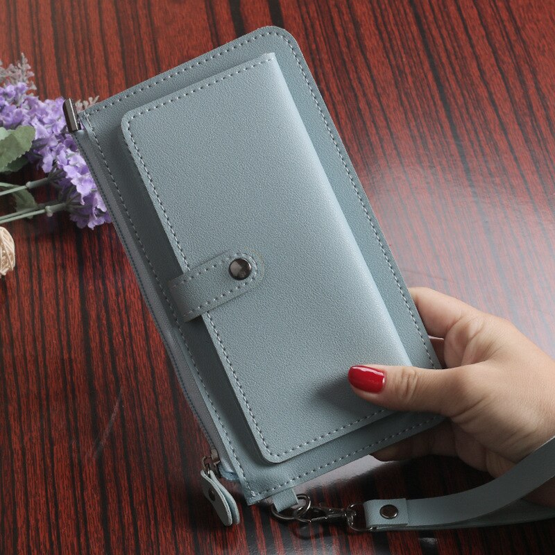 Luxe portemonnee dames, lange rits, leren portemonnees voor dames, portemonnees voor dames, multifunctionele portemonnee, portemonnees voor meisjes, carteira feminina: Blauw