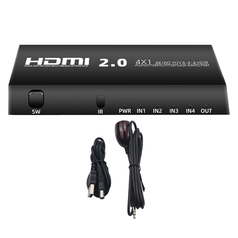 4 x 1 hdmi bytte om 4k 60hz 4 havn hdmi bytte om eske med ir mottaker 4 i 1 ute hdmi bytte om bytter velger: misligholde tittel
