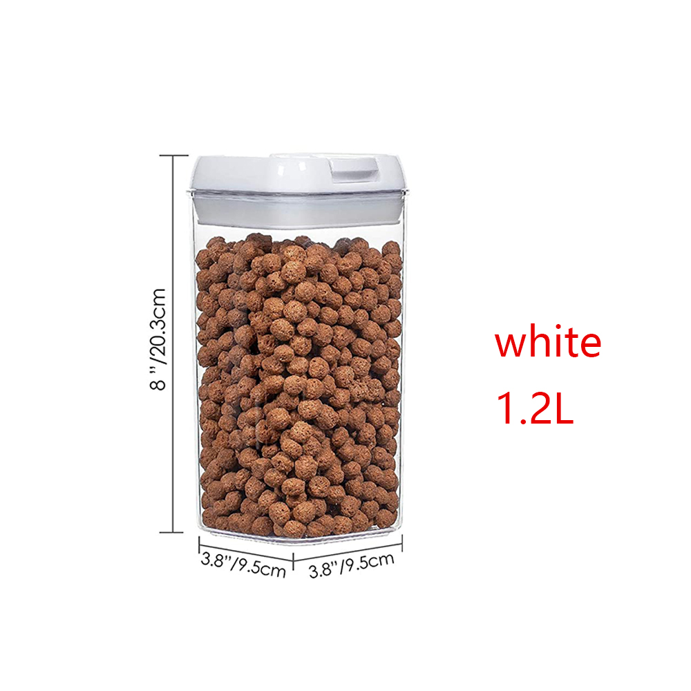 Airtight Plastic Storage Container,Cans for Bulk Cereals,Refrigerator Food Container Kitchen Multigrain Sealed Storage Jar: white 1.2L