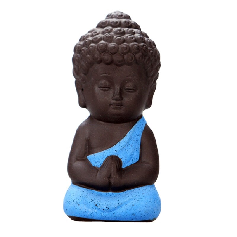 Statues de bouddha en argile | Petites Statues de bouddhisme, Litlle méditation moine Miniature artisanat, Mini moines bouddhisme chinois Zen, 4.9x9.5CM: 5