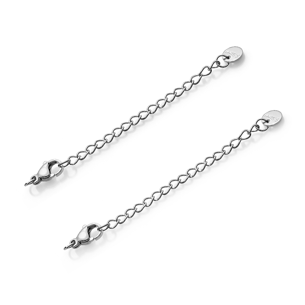 10-20pcs Stainless Steel Extension Tail Chain Lobster Clasps Connector Extended Chain for Bracelet Necklace Jewelry Making DIY: M / WHITE