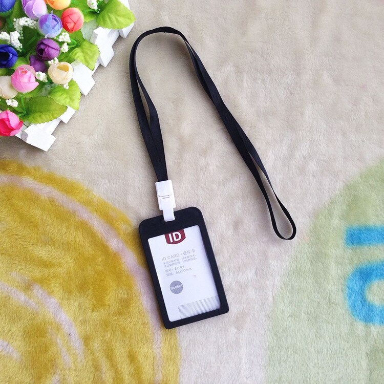 Kort halsrem kort bus id holdere slik farver navn kreditkortholdere kvinder mænd bank identitet badge med snor: Sort