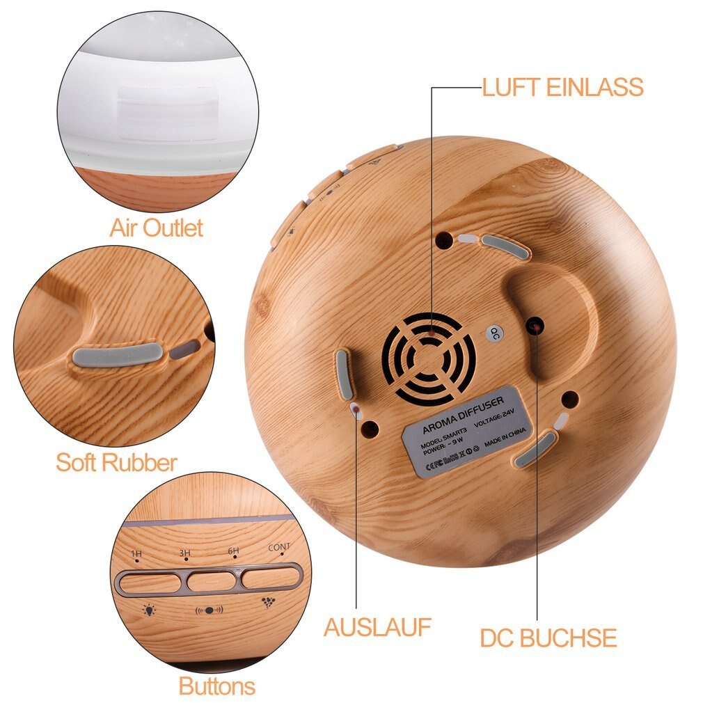 U-Kiss Ultrasone Aroma Diffuser Menselijk Lichaam Inductie Essentiële Olie Diffuser Aromatherapie Diffuser Houtnerf Humidificador