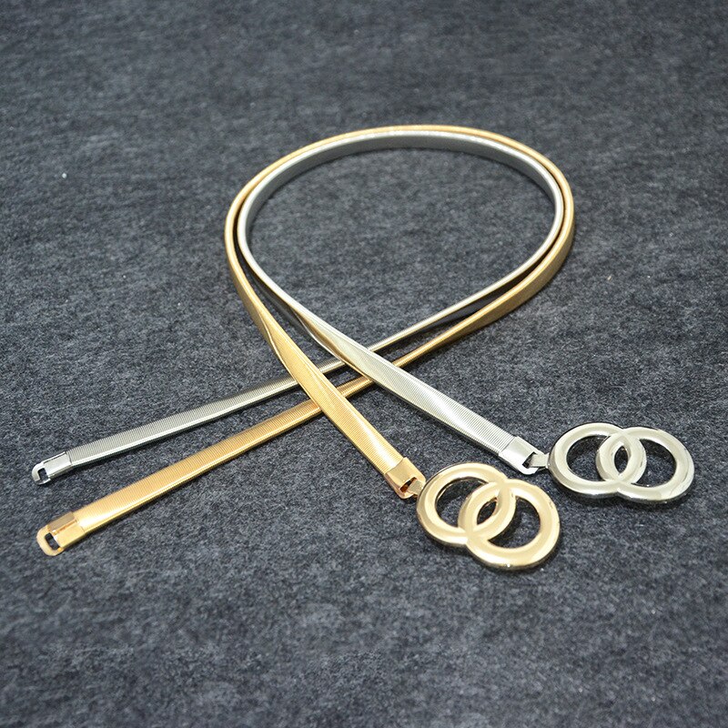 Dames Metalen Riem Sluiting Front Stretch Slanke Taille Riem Elastische Tailleband Gouden Ketting Riemen Voor Vrouwen
