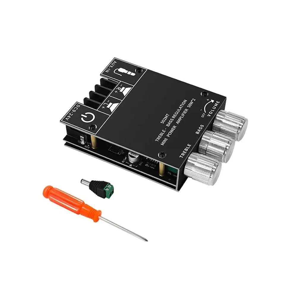 ZK-502MT 2X50W Bass AMP Bluetooth 5.0 Subwoofer Amplifier Board Channel High Power Audio Stereo Amplifier Power Subwoofer Board: Default Title