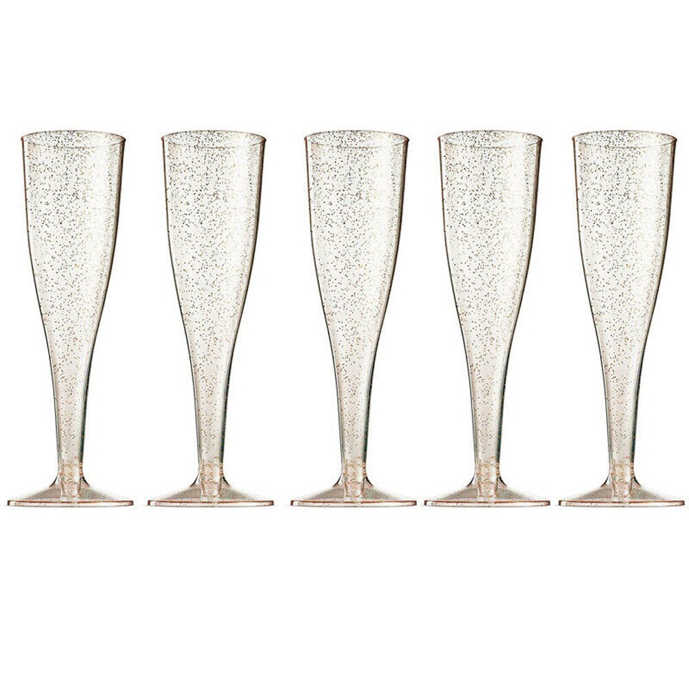 5 x plast champagne prosecco fløyteglass 175ml fløyteglass i ett stykke vinglass fest bryllupsfløytebeger cocktailkopp: Default Title
