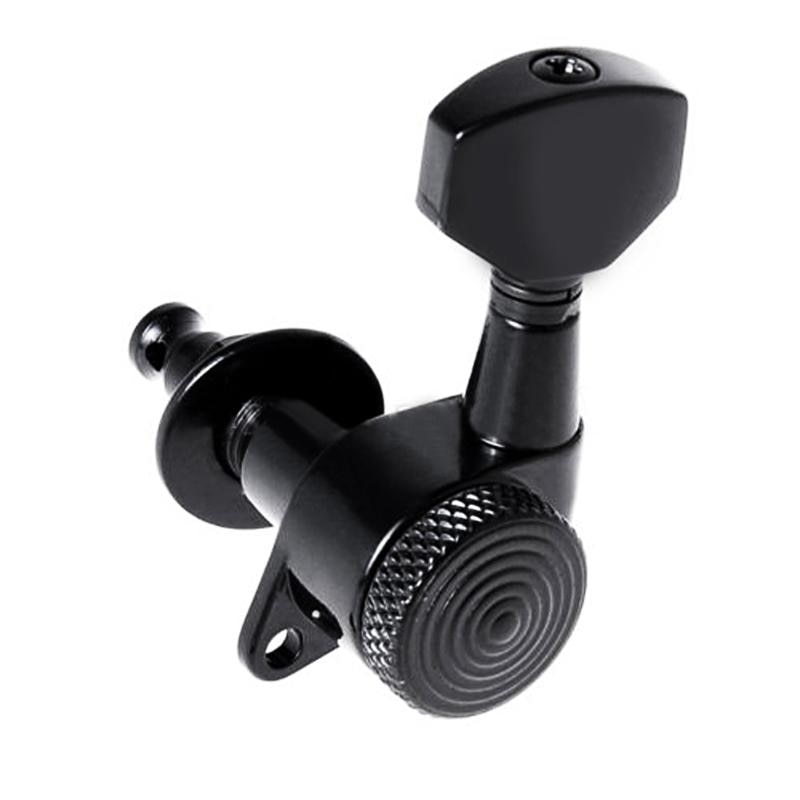 Gitaar String Peg Locking Tuners Stemsleutels Machine Heads Zwart 6R Inline