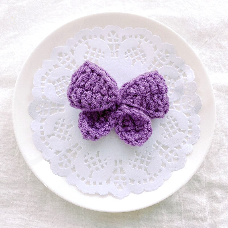 Horquillas con lazo de flores para bebé, pinzas para el pelo de lana tejidas a mano, accesorios para el cabello de niña pequeña, accesorios para el invierno: 7
