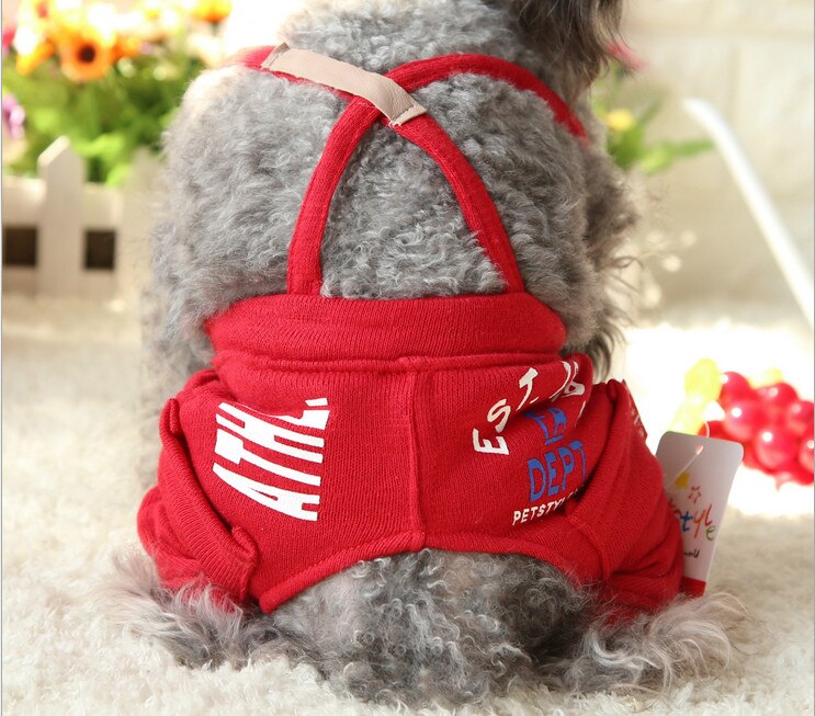 Kleding Voor Honden Puppy Hond Kat Pet Kleding Kleding Gestreepte Pocket Katoen Mannelijke Hond Broek Jumpsuits & Rompertjes XS-XL: Rood / XS