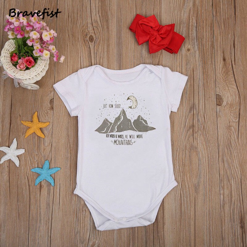 Baby Boy Girl Cotton Romper Baby Clothes Jumpsuit 0-24Months Baby Unisex Kids Clothing Moon And Mountain Peak