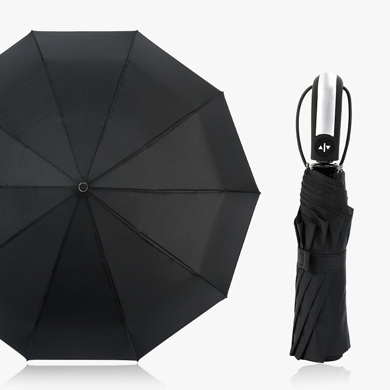 Hoogwaardige zakelijke automatische drievoudige paraplu. Effen kleur mannen business paraplu