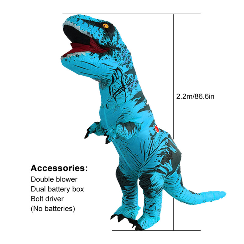 Opblaasbare Dinosaurus Kostuum voor Purim Kids Volwassen T REX Halloween Cosplay Party Opblaasbare Kostuum Mascotte Party Dinosaur Kostuum: Adult-blue