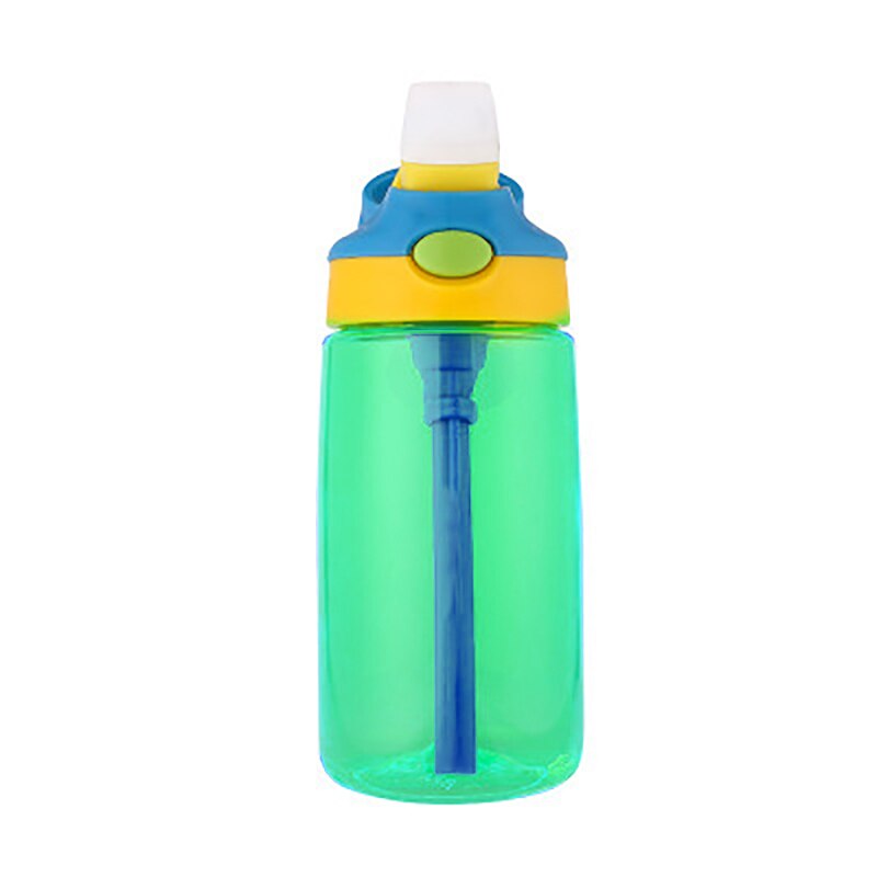 480ml børn vandflaske plastik baby nyfødt kop med halm lækage bevis for studerende skole drinkware drikkeflaske til børn: Grøn