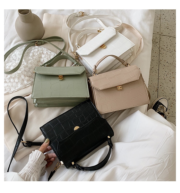 Stone patent white Crossbody Bags For Women Small Handbag Small Bag PU Leather Hand Bag Ladies