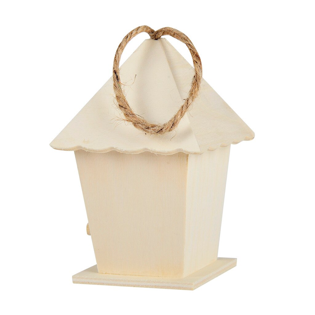 Wooden Bird Nest Hanging Bird House Natural Wooden Bird Cage Resting Place Wall-mounted Outdoor Birdhouse Box Garden Decor