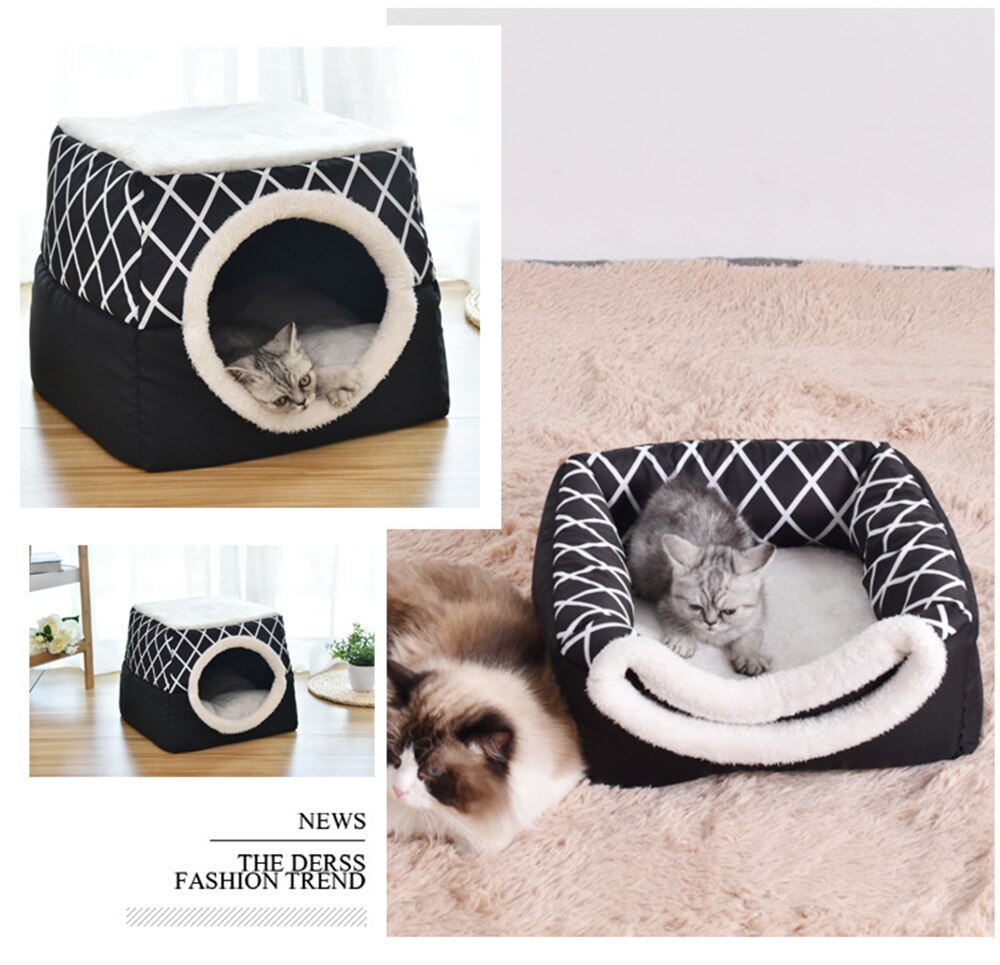Casa cueva para gatos y perros, cama para mascotas suave, nido de cama para dormir tipo Iglú, tienda de campaña, camas cálidas de invierno, 2 tamaños L XL, 2 colores