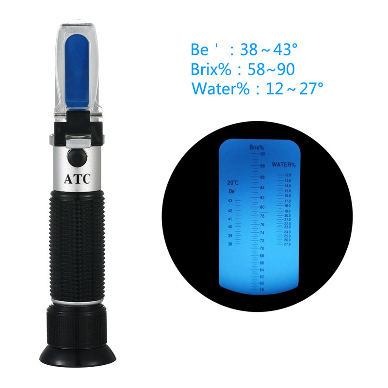 Brix/Be'/eau 3 en 1, réfractomètre à miel 58-90% Brix