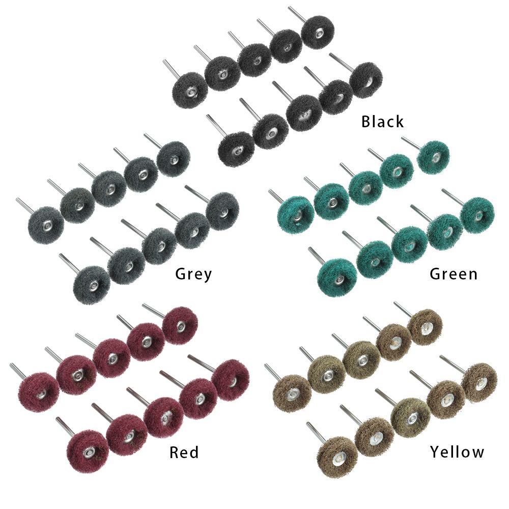 Mini cepillo abrasivo para taladro, rueda de pulido de nailon con vástago de 3mm para herramienta rotativa Dremel, juego de accesorios, 10 unids/paquete