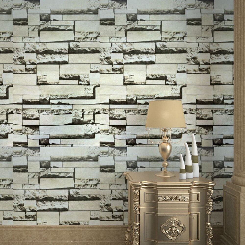 Verdikte 3D Steen Muursticker Baksteen Behang Zelfklevende Muur Muurschildering Decals Voor Woonkamer Slaapkamer Kantoor Decor (Zwart en