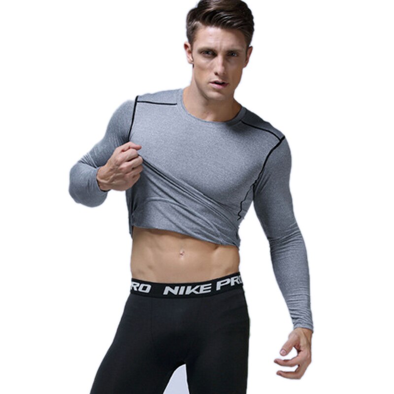 neue Herren Kompression Joggen Hemden Basis Schicht Unter Lauf T-Shirt Solide Langarm Sport T-Hemden Fitnessstudio Fitness Kleidung