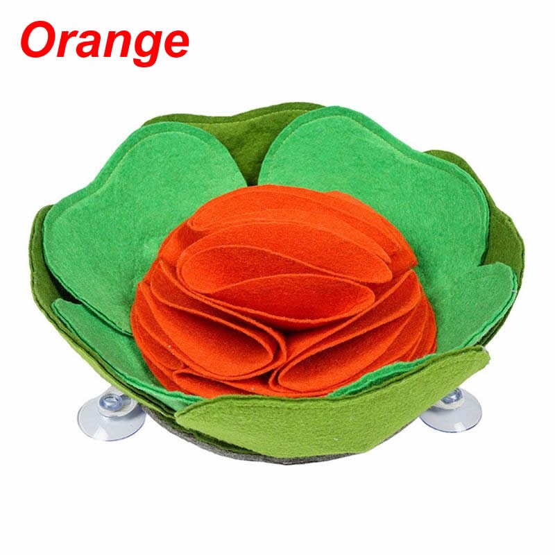 Bourgeon en forme d'animal de compagnie tapis de dressage pour chien distributeur de nourriture lente avec ventouse Puzzle jouet IQ formation couverture tapis d'alimentation bol: Orange