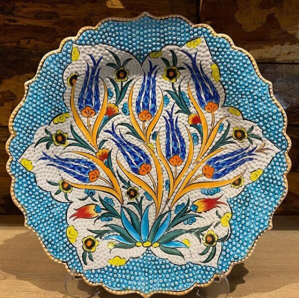 Handmade and Handpainted 30cm Ceramic Plate,Handmade Ceramics, English, Health ceramic,Oriental ceramic plate