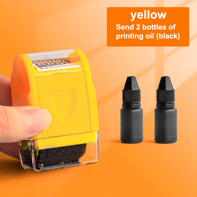 Mini Security Stamp Roller Privacy Seal Roller Type Cover Eliminator Seal Portable Self-Inking Identity Theft Protection Seal: yellow suit 2