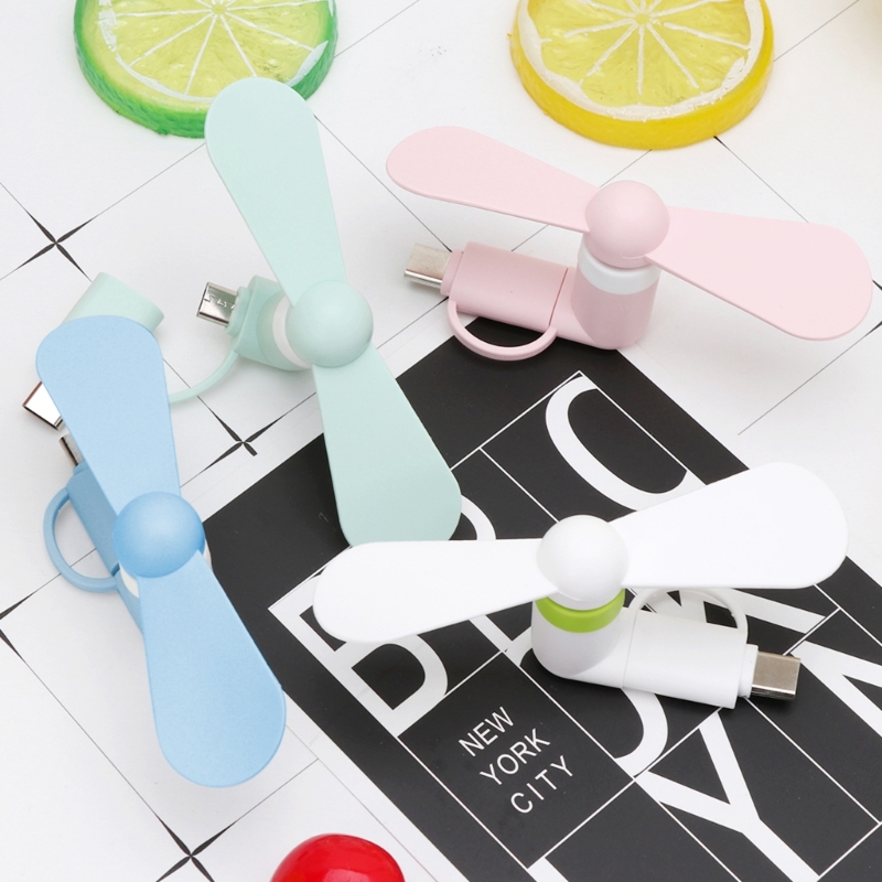 Ventola di raffreddamento portatile 2 in 1 di tipo C Ventola di raffreddamento portatile Mini ventola USB Ventole per telefoni cellulari per telefoni Android Micro USB