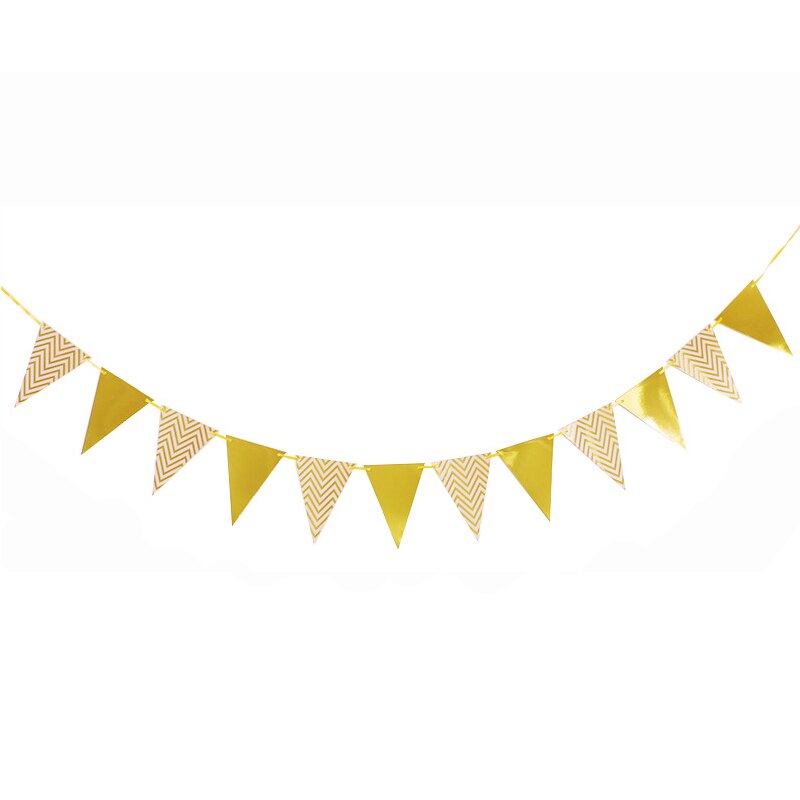 Diy gratulerer med dagen bunting bannere vimpel flamingo papir flagg baby shower bryllup bursdagsfest dekorasjon rekvisita kranser: Gull