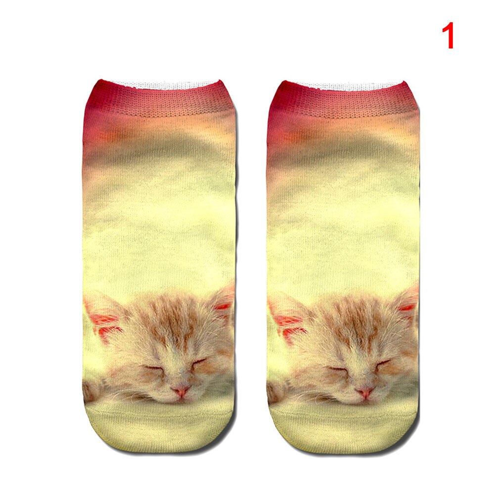 Kobiety moda 3D zwierzęta kot Łapa wydrukować skarpetki zebra wzór Kawaii krótkie bawełniane skarpety świąteczne śliczne kot niski skaleczenie kostki skarpetki