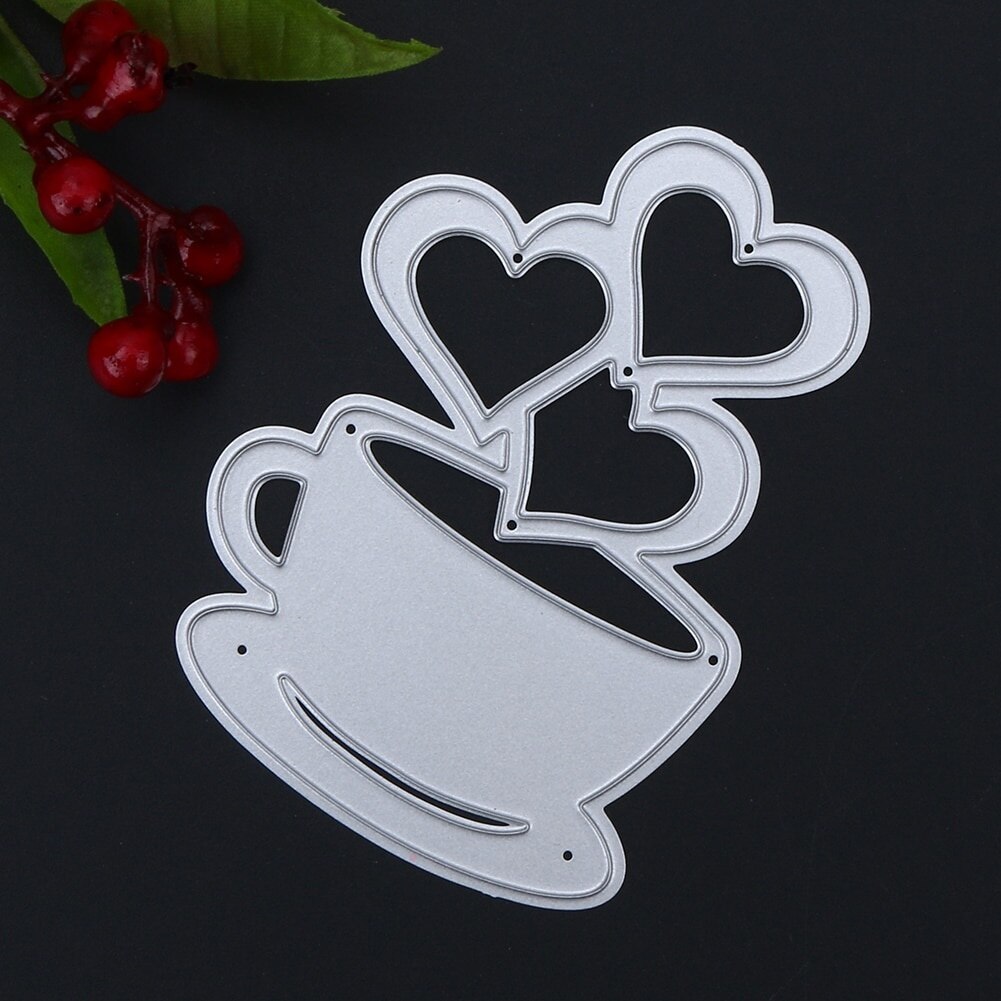 Lngclown bricolage amour coeur tasse à café artisanat pochoir pour bricolage Scrapbooking papier/photo cartes faisant gaufrage Die