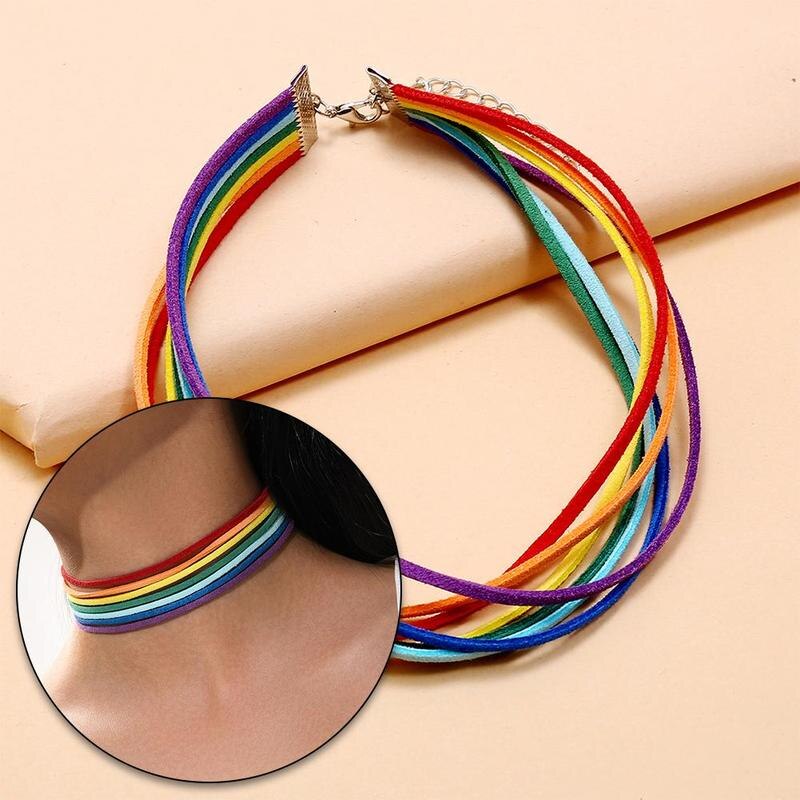 männer Frauen Homosexuell Stolz Regenbogen Halsband Halskette Homosexuell Und Lesben Stolz Spitze Chocker Farbe Band Kragen Punk Schmuck Party