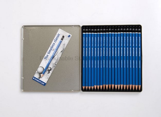 STAEDTLER 100 G20 bleu barre dessin crayon ensemble de 20 degrés en étui en étain professionnels dessin bureau école crayon pour enfant