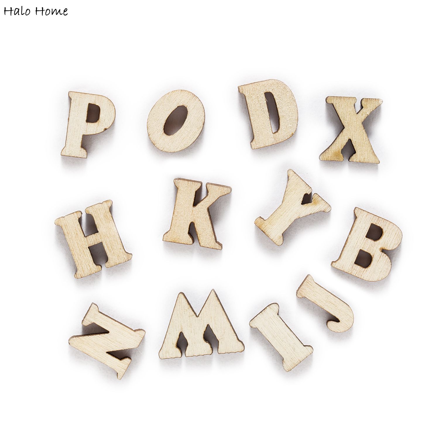 100 stk blandede fargerike bokstaver tre håndverk flatback for scrapbooking kampanjer pynt hjemmedekorasjon 7-16mm
