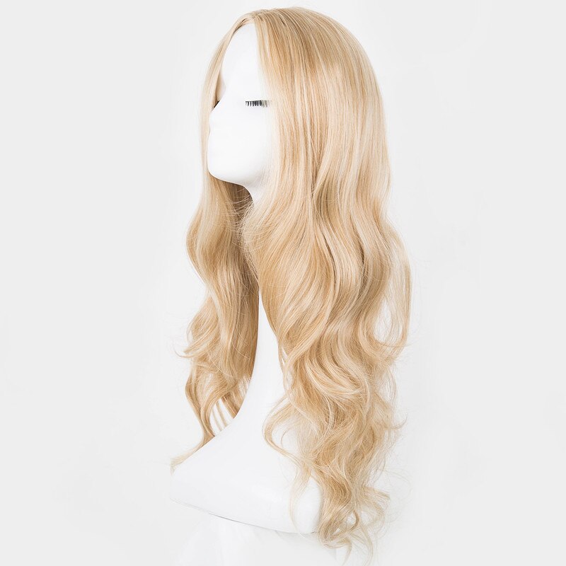 Peruca loira fei-show de cabelo sintético, fibra resistente ao calor, longo, encaracolado, comprimento médio, para mulheres, traje feminino, festa, salão de beleza