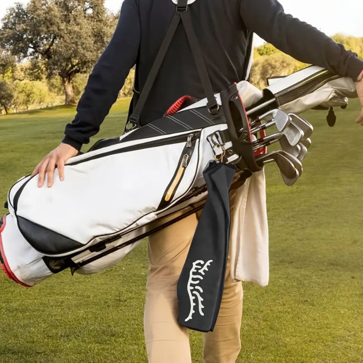 Sjovt tigermikrofiber premium golfhåndklæde, broderede golfhåndklæder til golftasker til mænd og kvinder, golftilbehør til mænds golfspillere