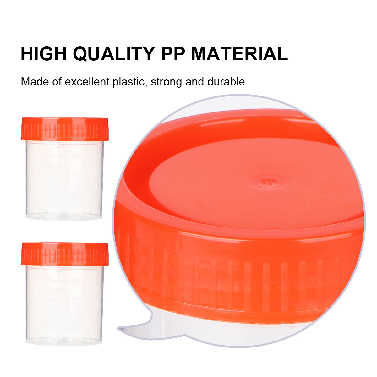 50 Pcs/1 Pack 40ml Plastic Specimen Sampling Cup Practical Urine Sealed Container with Spiral Cover for Laboratory Use