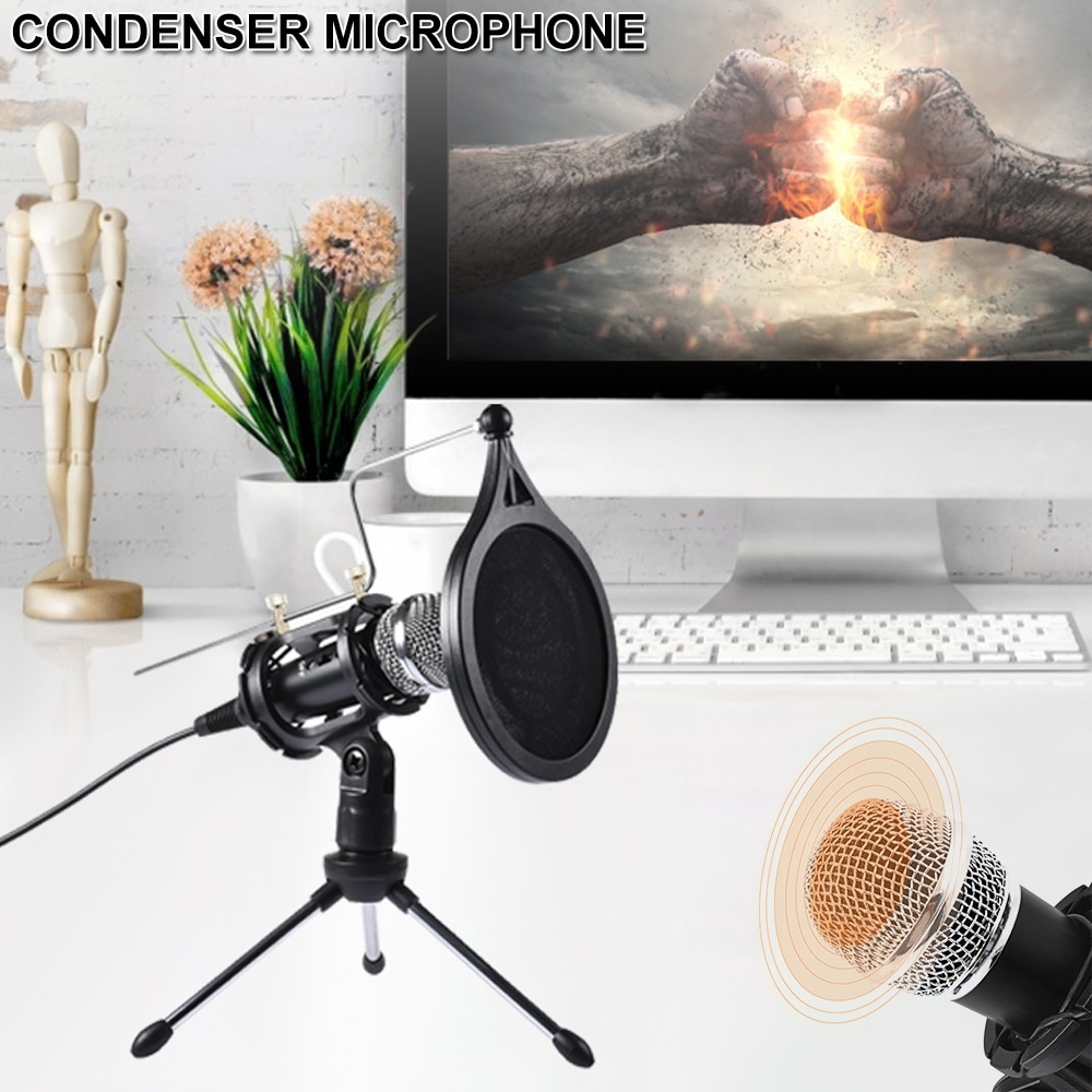 Karaoke Recording Condenser Microphone mobile phone microphone 3.5mm Jack microphone for Computer PC mic for iphone Android Live