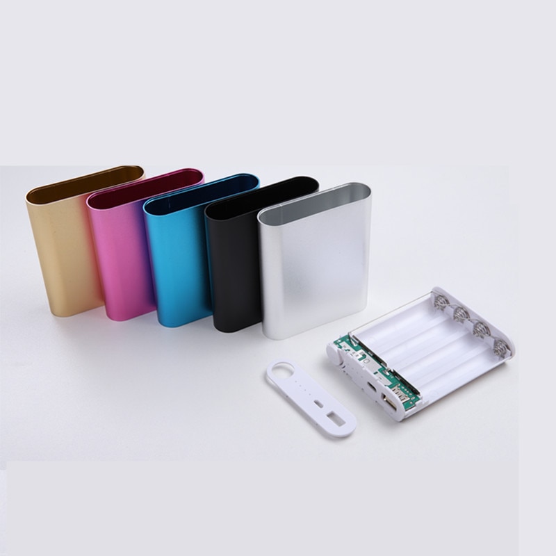 5 Colors Metal Power Bank DIY Kit Storage Case Box Free Welding Suit 4X 18650 Battery 5V 2.1A USB-C External Charger Smart Phone