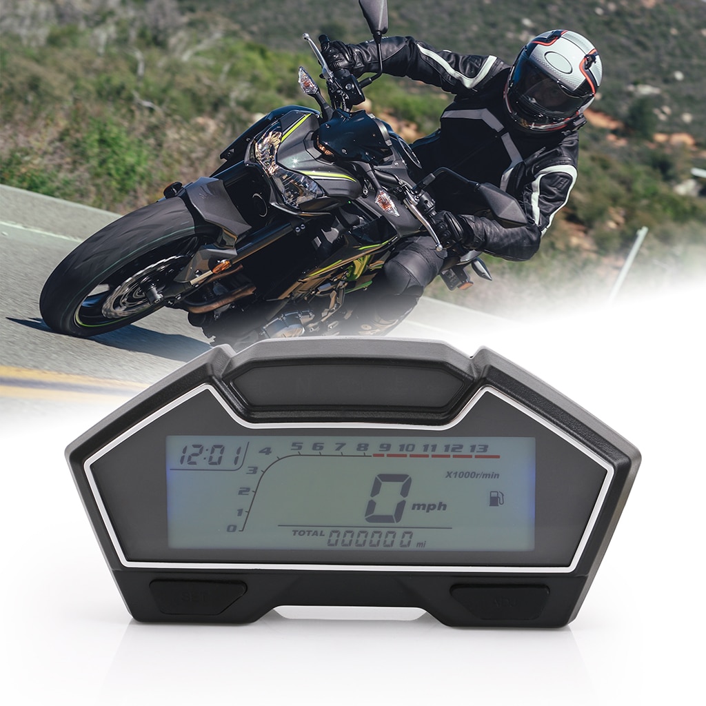 Digital LCD Odometer Speedometer Tachometer Fuel Level Display